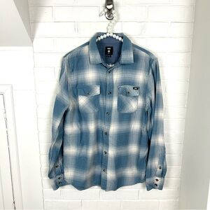 Vans Men’s Blue Plaid Classic Fit Cotton Button Down Shirt Size S